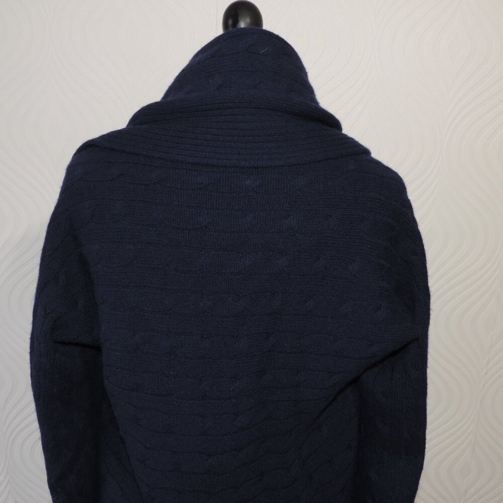 RALPH LAUREN Black Label sz M Navy Blue Cashmere Circle Sweater Cable Knit - Picture 14 of 16